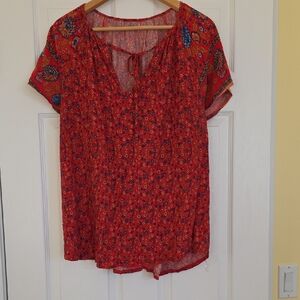 SHEIN Red Floral Blouse
